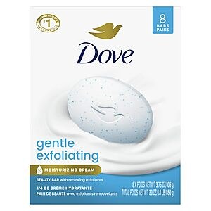 S&S AC | Buy 3 ea 8-Count Dove Gentle Exfoliating Beauty Bar Soap, 3.75 oz $18.14